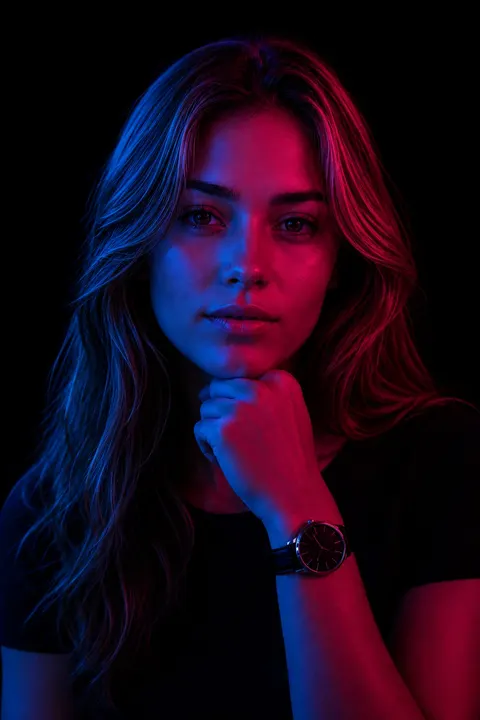 Dual-Gel Blue & Magenta Lighting Portrait — 2