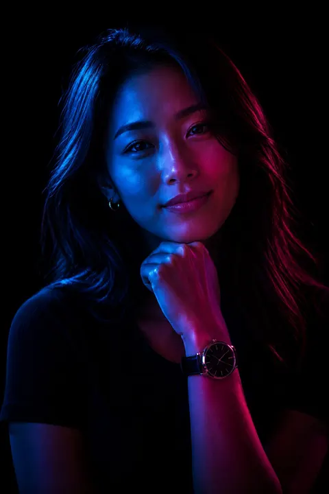 Dual-Gel Blue & Magenta Lighting Portrait — 3